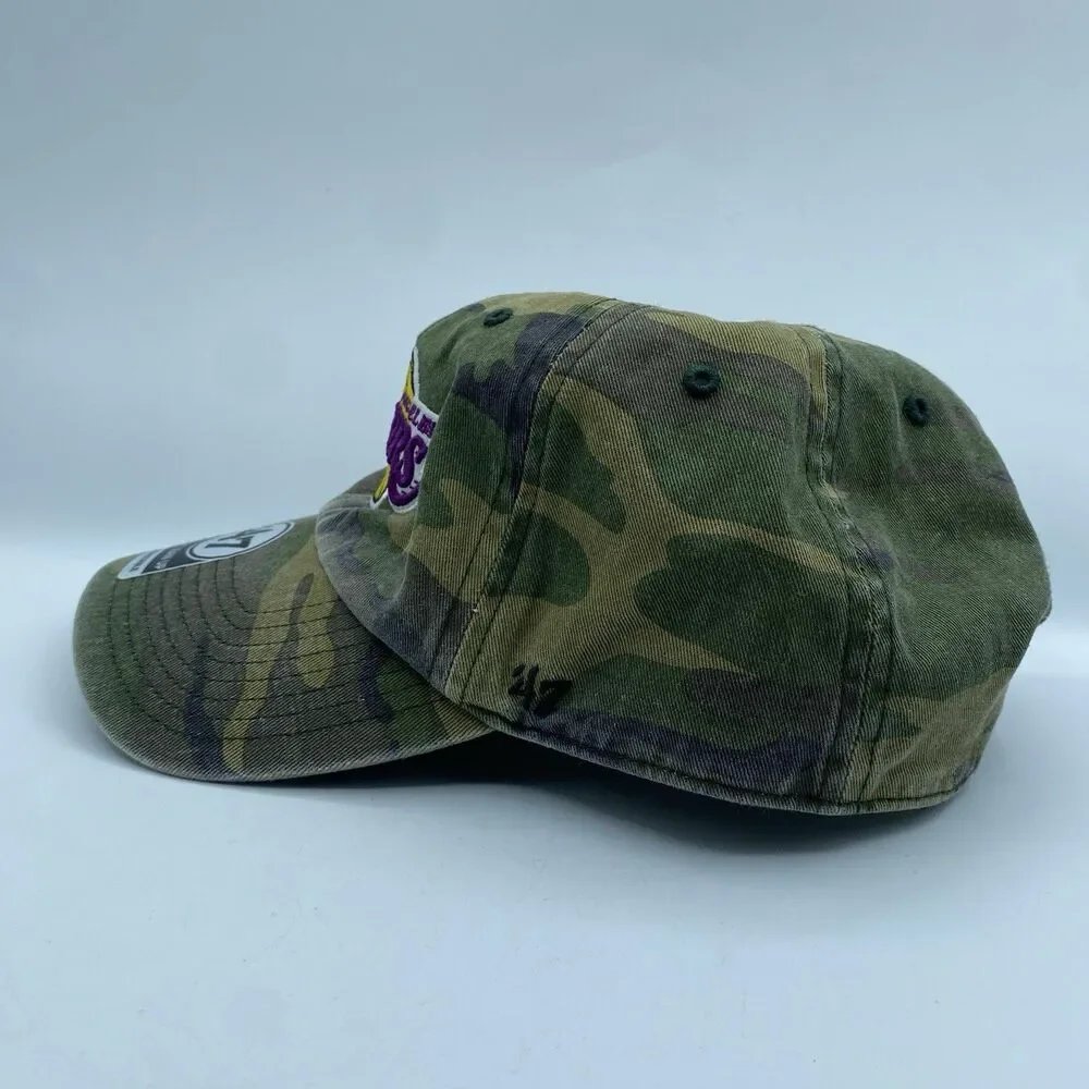 Los Angeles Lakers Hat Adjustable 47 Brand Gren Camo Clean Up MLB Strapback NWOT